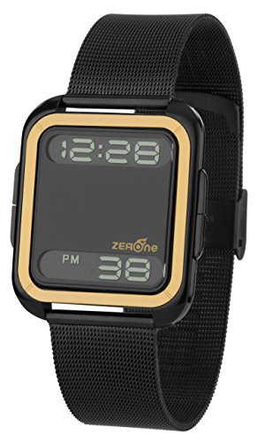 ZERONE Bsquared 2 Ultra Slim Blk & RG Aluminum Bezel with IPB SS Band Digital Watch