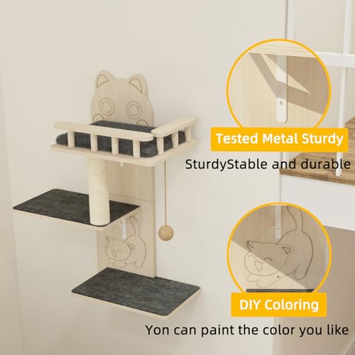 Estantes de pared para gato, kit de 3 plataformas miniatura 3