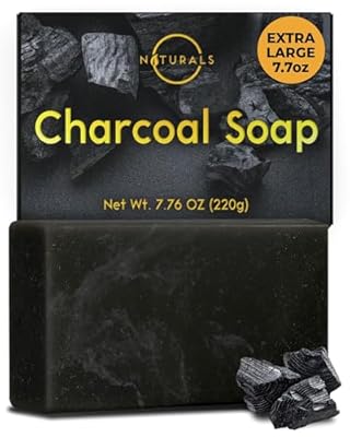 O Naturals Pastilla de Jabón de Carbón Activado para Hombres y Mujeres - Pastilla Corporal Desintoxicante con Manteca de Karité y Aceite de Menta