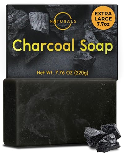 O Naturals Pastilla de Jabón de Carbón Activado para Hombres y Mujeres - Pastilla Corporal Desintoxicante con Manteca de Karité y Aceite de Menta