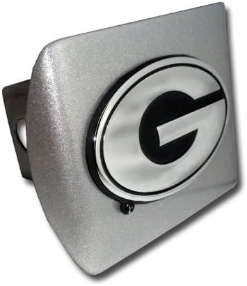 Elektroplate University of Georgia Bulldogs Brushed Silver with Chrome G Emblem Metal Trailer Hitch Cover with NCAA College Sports Logo Fits 2 Inch Auto Car Truck Receiver