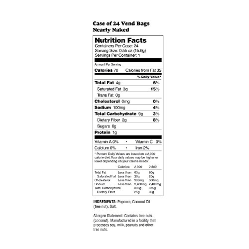 Popcornopolis Gourmet Popcorn Snack Bags, Pack of 24 Nearly Naked 0.55 Ounce Bags