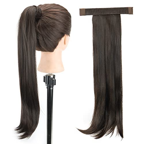 Miniatura 2 de IMISSU Novelly Design - Extensión de pelo largo ondulado con cola de caballo con diadema flexible (marrón claro)