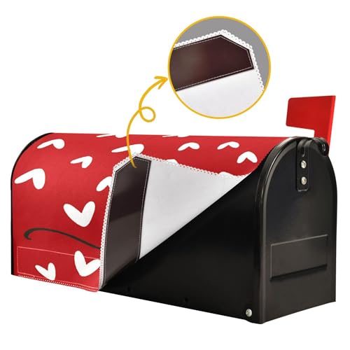 Image of Wamika Happy Valentine's Day Mailbox Cover Standard Size Valentines Day Red Love Heart Magnetic Mailbox Covers Garden Yard Box Cover Holiday Decorations 21 inch L x 18 inch W