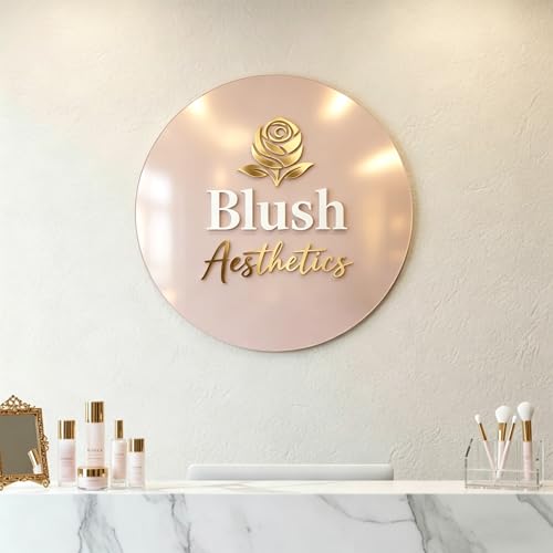 Image of Custom Acrylic Salon Logo Sign, Personalized 3D Beauty Business Wall Sign for Lash Nail Spa Boutique Reception Decor, Double Layer Acrylic Branding for Studio Storefront
