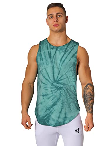 Jed North Loose Fitted Workout Muscle Tee Bodybuilding Stringer Tank Top,Green,Small