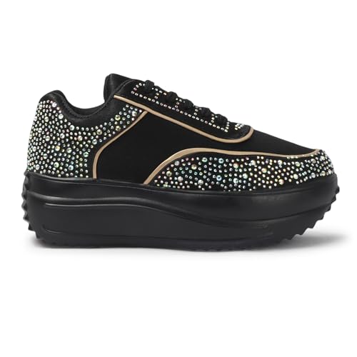 Image of Vendoz Women Wedding Party Bridal Glittery Embellished Sneakers 4041