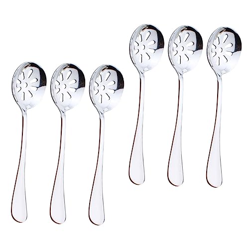 NAMOARLY Stainless Steel Small Slotted Spoon 6pcs Set Caviar Spoon Ideal for Daily Use Home Kitchen Gadgets