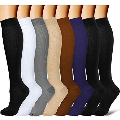 Laite Hebe brand women and men compression socks(8 Pairs),S / M,Assorted1