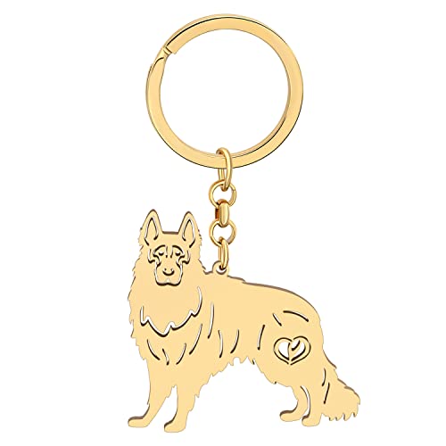 DALANE Llaveros Acero Inoxidable Perro Pastor Alemán Australiano Cachorro Border Collie Llavero Coche Regalos para Mujeres Niñas (Pastor Alemán Chapado en Oro)