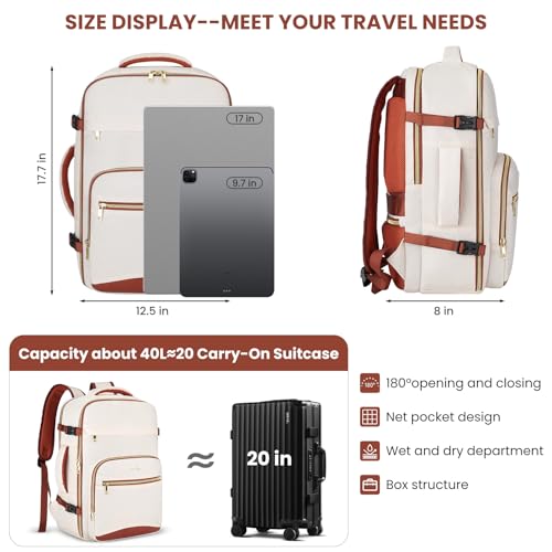 Image of Travel Laptops Backpack for Women,Large Carry On Luggage for Airplanes Weekender Bags for Personal Items,Airline Approved TSA Overnight Bags with 4 Packing Cubes