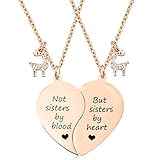 MJartoria BFF Necklace for 2-Split Heart Necklace Not Sisters by Blood Pendant Best Friend Friendship Necklace Set of 2 Valentines Day Gifts for Her (Deer)