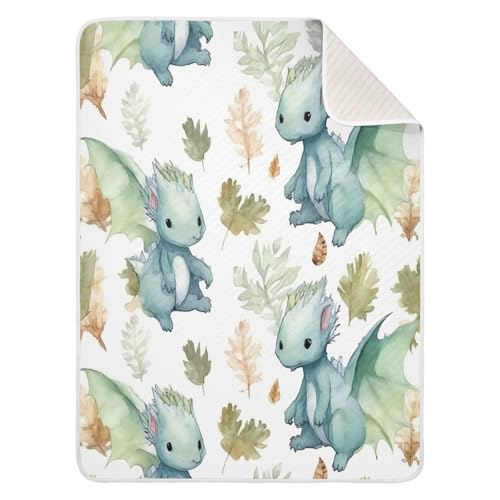Image of Cute Dragon Baby Blanket Cotton Cozy Throw Blanket Warm Nursery Swaddle Receiving Toddler Blankets 30 inch x 40