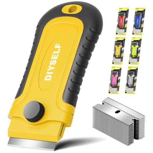 DIYSELF Razor Scraper Tool with 15 Extra Blades for Kitchen, Paint Scraper