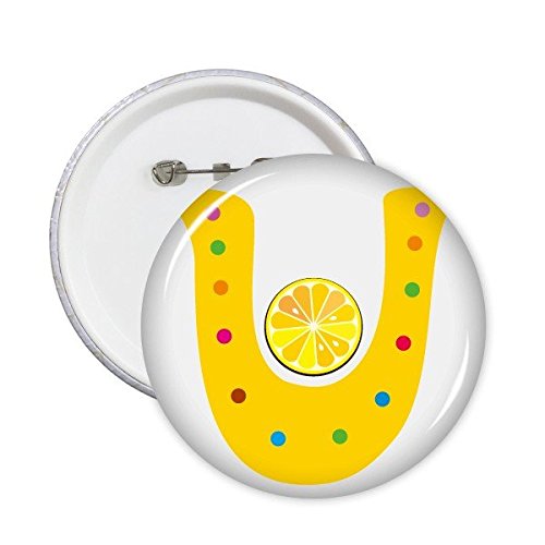 Badge bouton rond alphabet U orange format XXL lot de 5 pièces