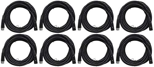 Rockville (8) RDX5M25 25' 5-Pin Male-Female DMX Lighting Cable 100% OFC Copper