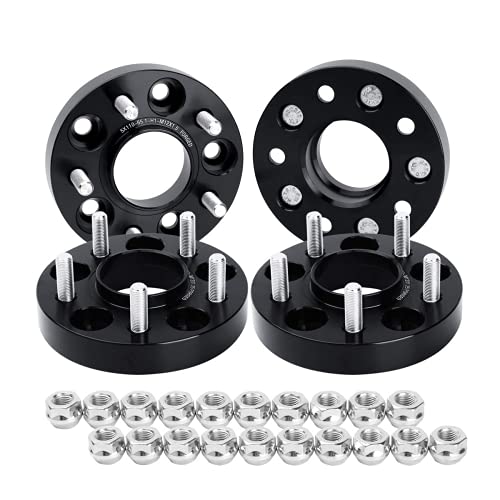 dynofit 5x110 Wheel Spacers for Je/ep Renegade 2014-2019, 1"(25mm) Forged M12x1.5 65.1mm Hub Centric 4 Packs for Compass 2018-2019, Cherokee 2014-2019, Dart 2012-2016, Saab 9-3/3x, 94-98 Saab 900