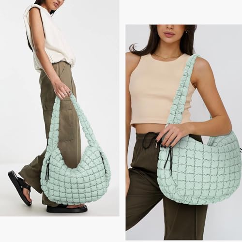 GSenhui Gesteppte Tasche Groß, Puffer Tasche Crossbody Bag Puffy Tote Bag Stepptasche zum Umhängen, Baumwolle Quilted Bag Hobo Bag Einfarbig Daunen Puffer-Tragetasche