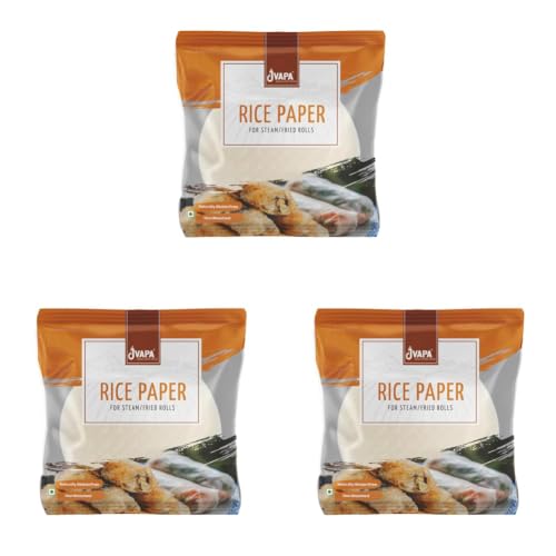 Image of Jvapa Rice Paper Sheet - 100gms (Chả gio) | Round | 22 cm | Gluten-Free | Perfect for Fried Rolls, Wraps & Dumplings (Pack of 3)