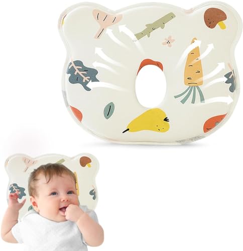 Memory Foam Baby Travel Pillow,Portable Cute Cartoon Bear Soft and Cozy Pillow, Breathable Bedding Set for Infants for Small Boys and Girls Prevent Flat Head Comfort