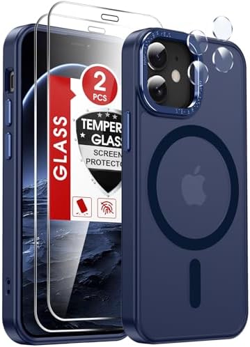 LeYi for iPhone-13 Mini Case/iPhone-12 Mini Phone Cases:[ Screen Protector X2+ Camera Cover X2] Compatible with Magsafe i iphone12 12mini Slim Protective Magnetic Funda para iphone13 13mini, Blue