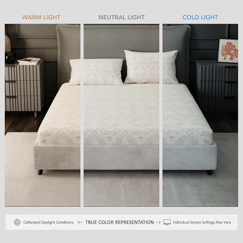 Image of BLISSHOME Everlast 150TC King Size Fitted Bedsheet with 2 Pillow Covers, Aesthetic Bedding, Wrinkle Resistant, 100+ Wash Durable, Quick Dry, Elegant Ornate Pattern - Brown (183cm x 198cm + 25cm Drop)