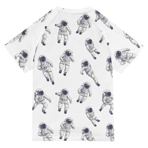 ALAZA Kids Rash Guard Girls Boys Toddler Swim Shirts Short Sleeve Astronaut UPF 50+ 3T2