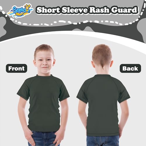 Image of Boys Rash Guard Swim Shirt Short Sleeve for Toddler Kids Youth Rashguard Water Shirt UPF+ 50 Quick Dry Swimming Shirt