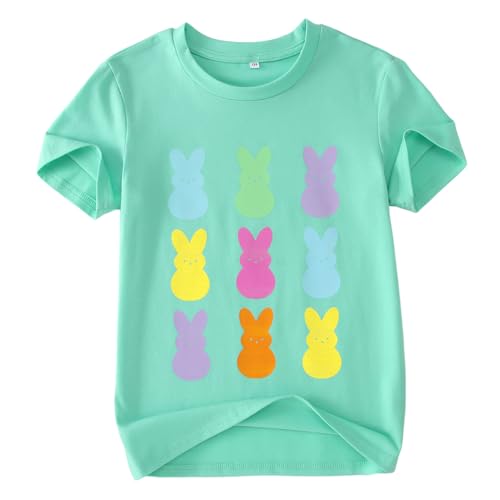 Image of Ritatte Kids Girls Easter Shirt Cute Bunny Rabbit Graphic T-Shirt Happy Easter Tees Funny Casual Short Sleeve Tops 7-12Y