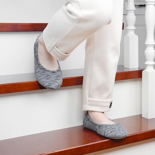 Garonne Women's Ballerina Slippers with Memory Foam and Rubber Sole, Ladies' Non-Slip House Shoes for Bedroom Indoor2