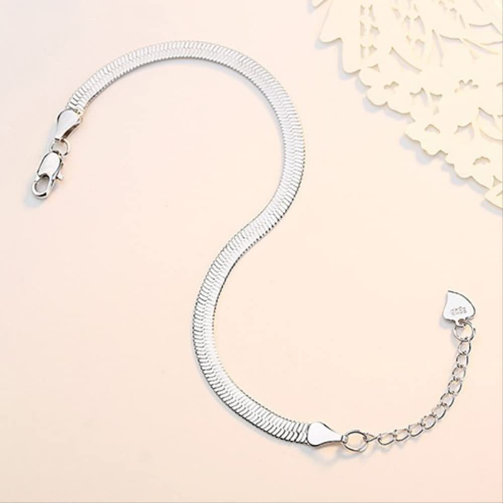 Joyería Pulsera de cadena de serpiente de plata esterlina 925 para mujer Cierre de langosta Brazaletes anchos extendidos