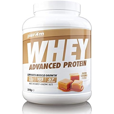 per4m Whey Advanced Protein Powder, 67 Servings of Delicious Muscle Building Protein, Salted Caramel, 2010g Cover