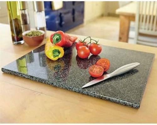 Scotvision® Large BLACK GRANITE CHOPPING BOARD SPECKLED STONE WORKTOP SAVER KITCHEN TOP New
