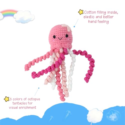 Image of Handmade Crochet Octopus for NICU Babies & Preemies, Scent Bonding Keepsake for Baby, NICU Separation Gift, Soft Comfort Gift for Newborn (Pink)