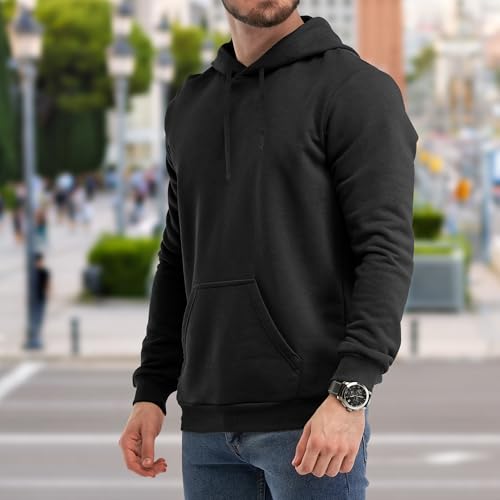 Men's Hoodie & Sweatshirts, Soft Cotton Long Sleeve Pullover, Thin Fleece-Lined and Warm, and Suitable for Adults4