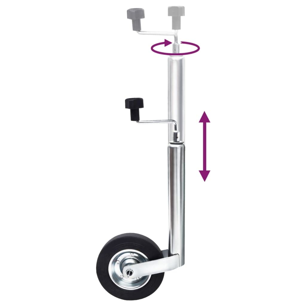 Verstellbares Stützrad 48 mm Vollgummi aus verzinktem Stahl für Anhänger, Höhe 59-83 cm, inklusive Montageanleitung