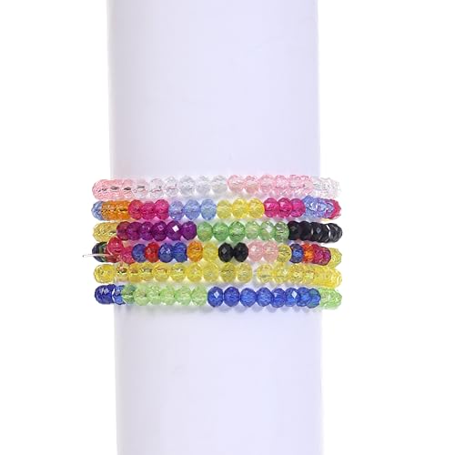 Image of Ambitieux DIY Bracelet Making Kit for Girls - 12 Types Colorful Beads with Charms, Elastic Thread, Earrings, Clasps & Rings - Jewellery Craft Kit for Kids, Birthday Return Gift, Rakhi Special Set for 2 3 4 5 6 7 8 9 10 years (6mm Crystal)