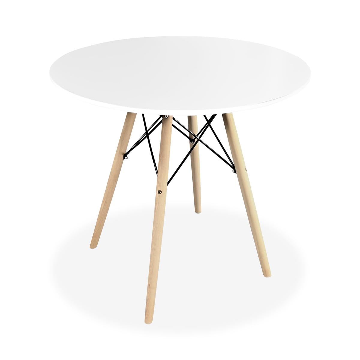 Homey - Mesa Redonda de Comedor o Cocina Acabada en Blanco Modelo Malmö, Práctica y Funcional. Medidas: 80 cm (Largo) x 80 cm (Ancho) x 75 cm (Alto)