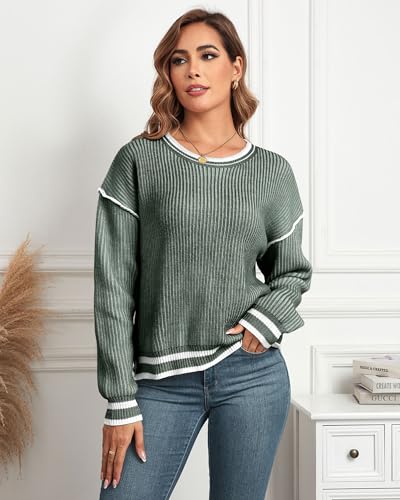 Image of ZAFUL Womens Oversized Sweaters 2025 Cable Knit Chunky Sweater Long Sleeve Crewneck Pullover Loose Outfits