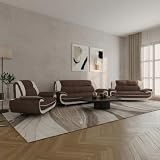 Imebel Onyx Sofa Set 3-2-1 – Couchgarnitur mit 3-Sitzer, 2-Sitzer und Sessel – Stoffbezug, Chromfüße