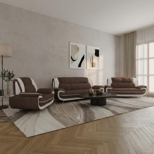 Imebel Onyx Sofa Set 3-2-1 – Couchgarnitur mit 3-Sitzer, 2-Sitzer und Sessel – Stoffbezug, Chromfüße