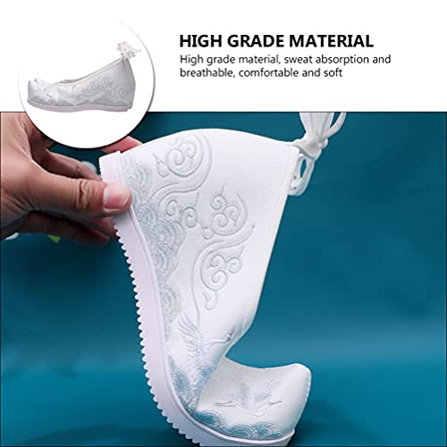 1Pair Ethnic Embroidered Cloth Shoes for Girls Comfortable Breathable Summer Footwear with High-Grade Material White Design for Friends2