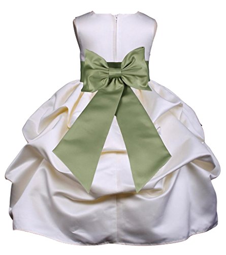 Prince Lover Wedding Flower Girl Jr. Bridesmaid Ivory Pick-Up Dress with Bow