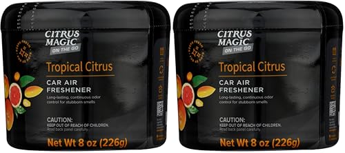 Image of Citrus Magic On The Go Odor Absorbing Solid Air Freshener for Auto, Tropical Citrus, 8-Ounce (Pack of 2)
