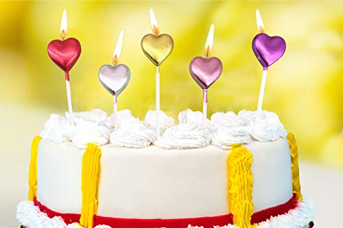 Kemladio 10 Cute Heart Shaped And Star Birthday Candles Multi-Color Cake Candle Toppers For Party Wedding Cake Decoration Supplies Birthday Candles (Multi-Color Heart Star And Heart, 10) #TOP7