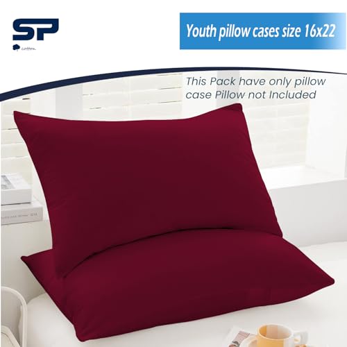 Image of Youth Toddler Travel Pillow case Set of 2, Small Pillow case Cover 100% Egyptian Cotton Decorative Mini Pillow case 500 TC Pillow case with Zipper Closure Toddler 16X22 Inch Burgundy