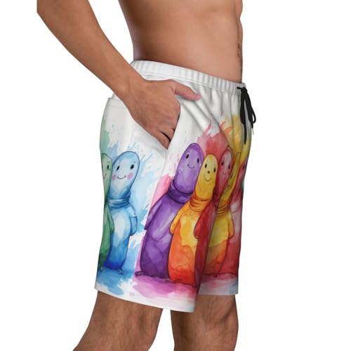 Colorful Snowman Men Beach Pants â€“ Swim Trunks for Men,Quick-Dry and Comfortable, Suitable for Beach, Surf, and Everyday Wear3