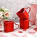 Domensi 4 Pcs Valentines Heart Shaped Mugs Red Heart Coffee Cup 11.8 oz Valentine‘s Day Ceramic Mug with Handle Love Tea Cup Gift for Romantic Valentines Wedding Anniversary Couple Lover Decoration