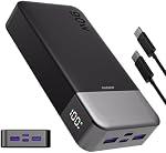 JUOVI Chargeur portable, 90W Banque d'électricité pour ordinateur portable 20000mAh Chargeur de téléphone portable, banque d'alimentation rapide avec 2 USB-C & 2 USB-A Ports, banque de batteries pour MacBook iPhone 17/16/15 Series, Galaxie (Noir)