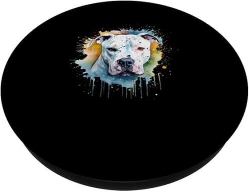 Miniatura 2 de Colorful Dogo Argentino watercolor art PopSockets Swappable PopGrip